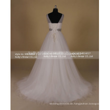 2016 wulstiges V-Ausschnittspitze-Hochzeitskleid Soem-Spitze-Nixe-Brautkleid